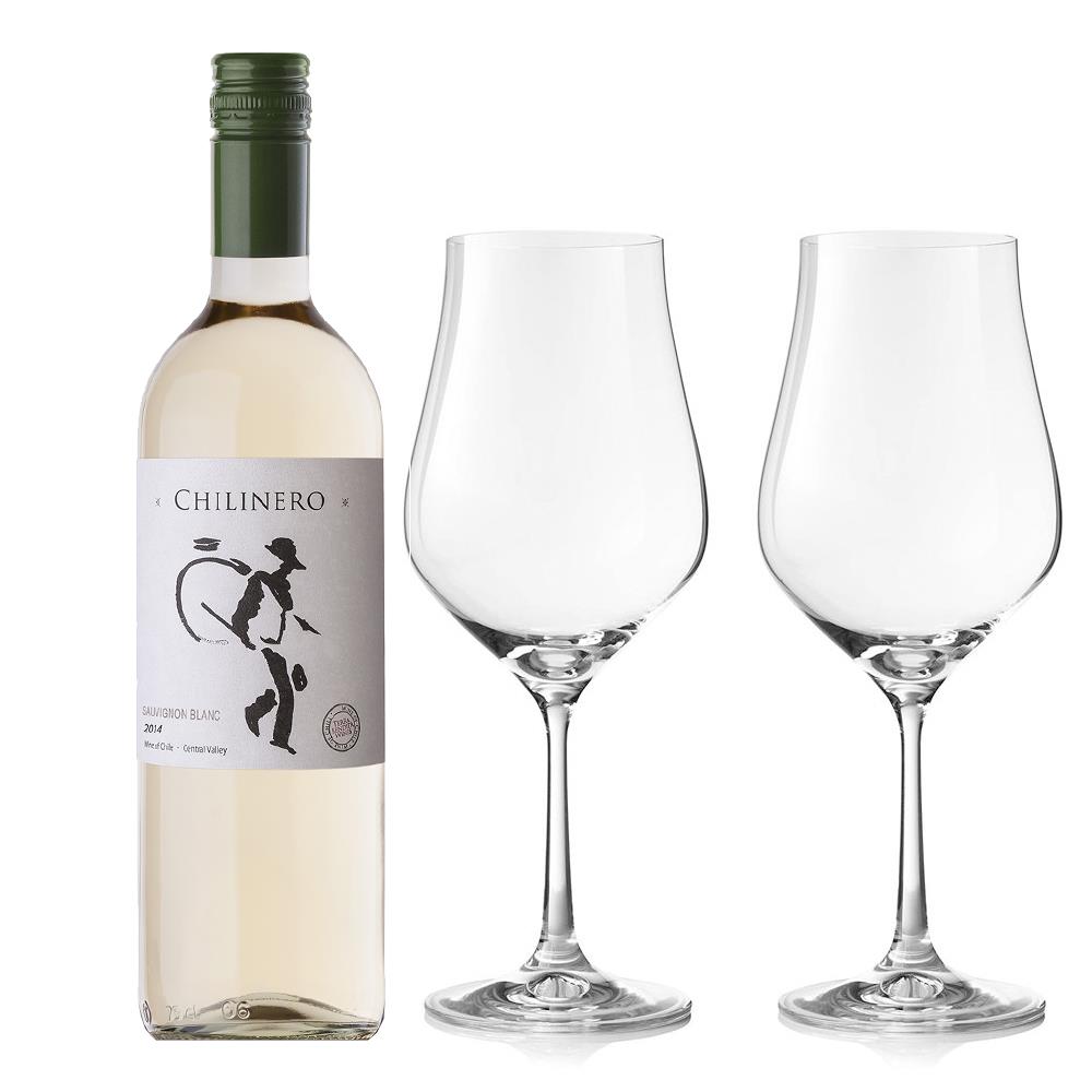 Chilinero Sauvignon Blanc And Crystal Classic Collection Wine Glasses